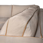 Mason-Art 7016 2pc Sectional Sofa Upholstered in Nobilis Cotton Velvet with Edelman Leather Piping