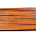 Maurice Villency Walnut Dresser with Leather Pulls