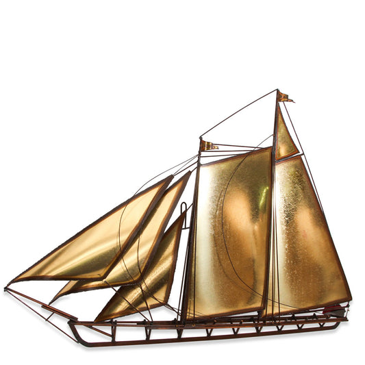 Mid Century Curtis Jere Style Brass Sailboat Wall Sculpture