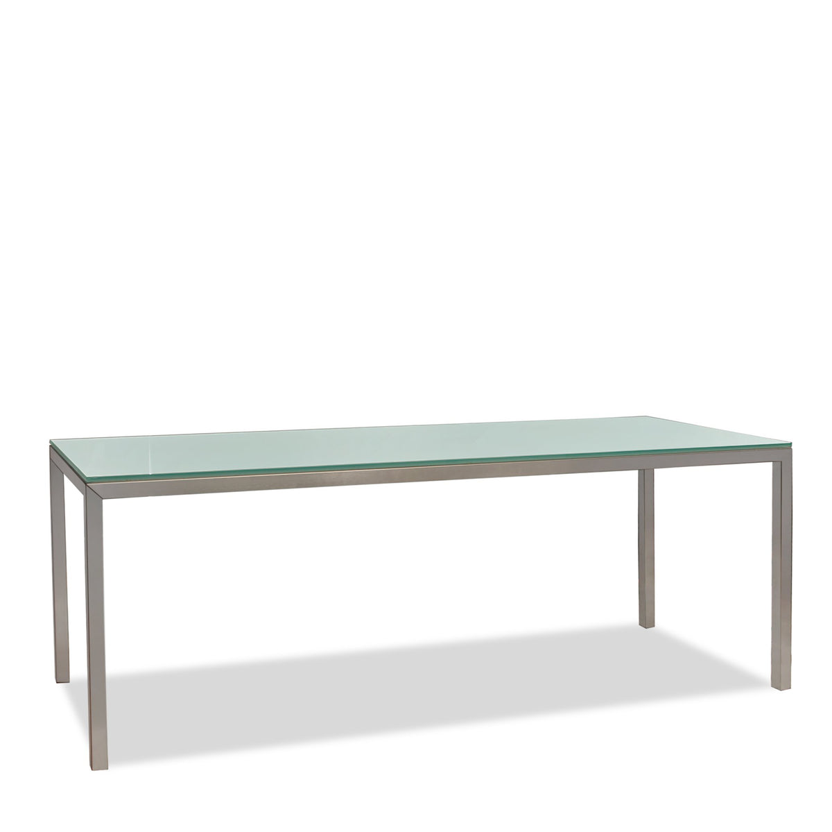 Mid Century Modern Milo Baughman Rectangular Dining Table with Frosted Glass