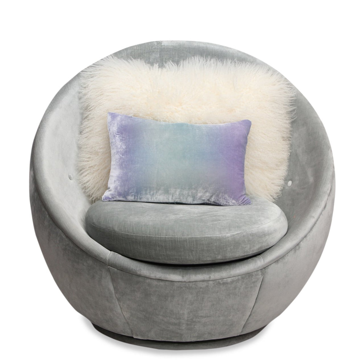 Milo Baughman Good Egg Swivel Chair with Mongolian Lamb Pillow from Thayer Coggin