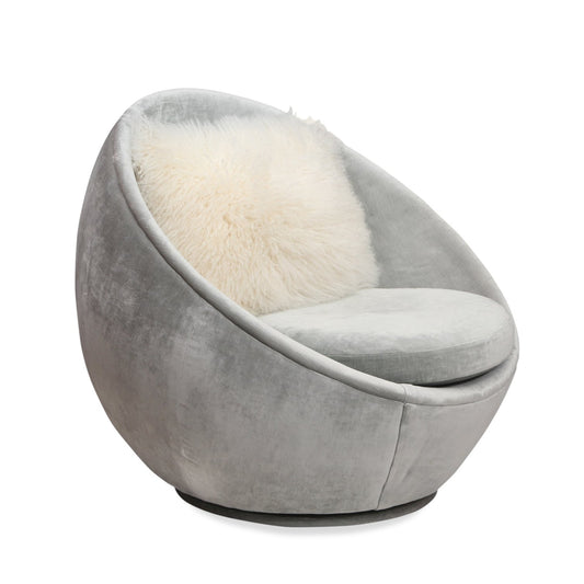Milo Baughman Good Egg Swivel Chair with Mongolian Lamb Pillow from Thayer Coggin