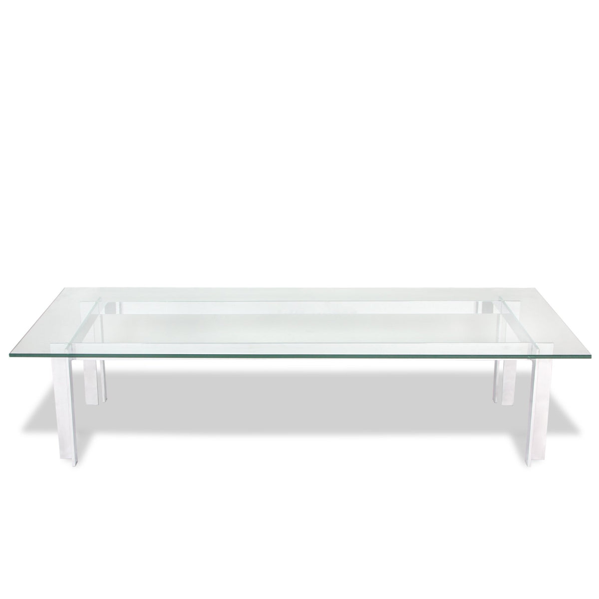 Milo Baughman Style Chrome and Glass Coffee Table