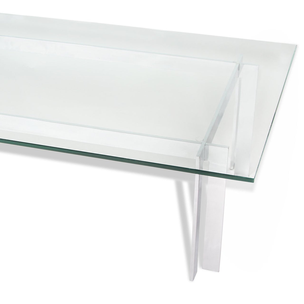 Milo Baughman Style Chrome and Glass Coffee Table
