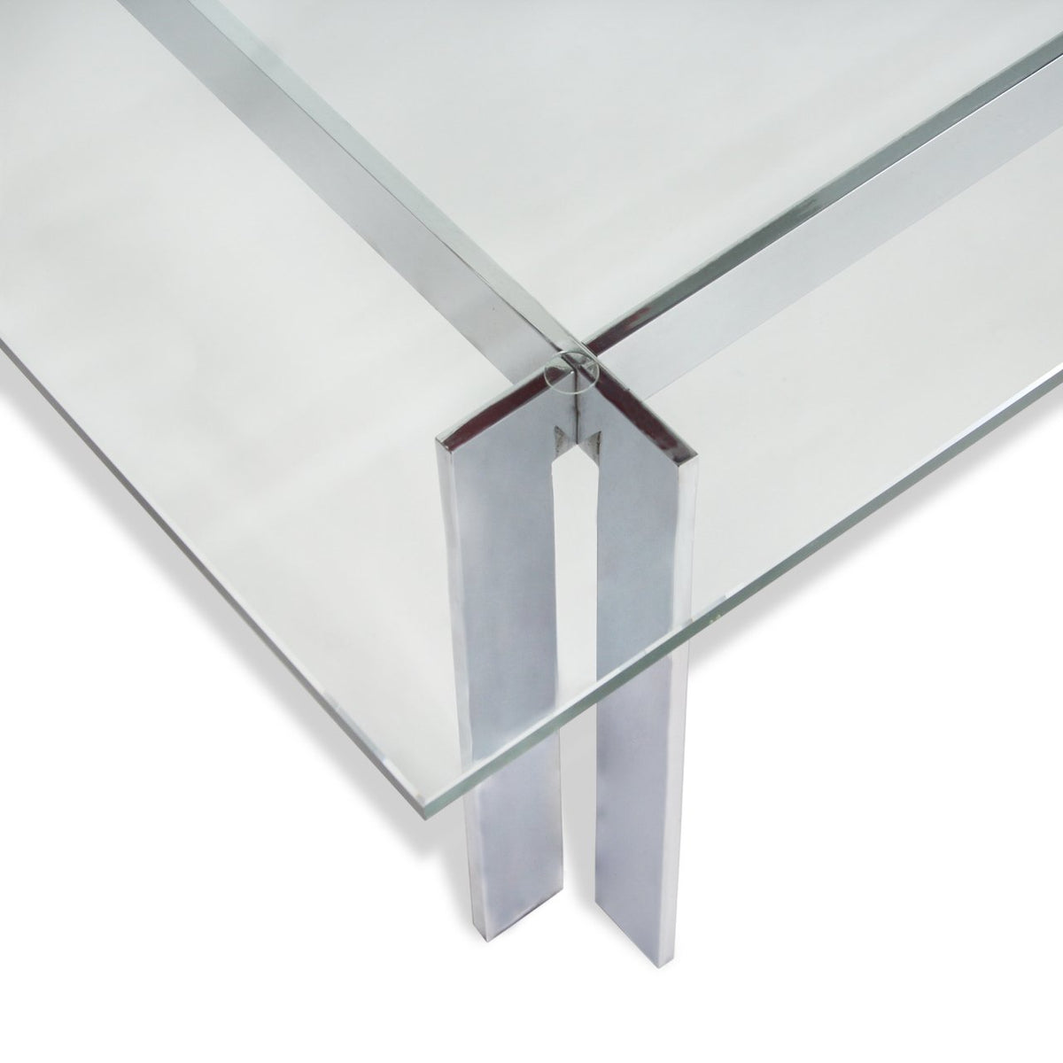 Milo Baughman Style Chrome and Glass Coffee Table