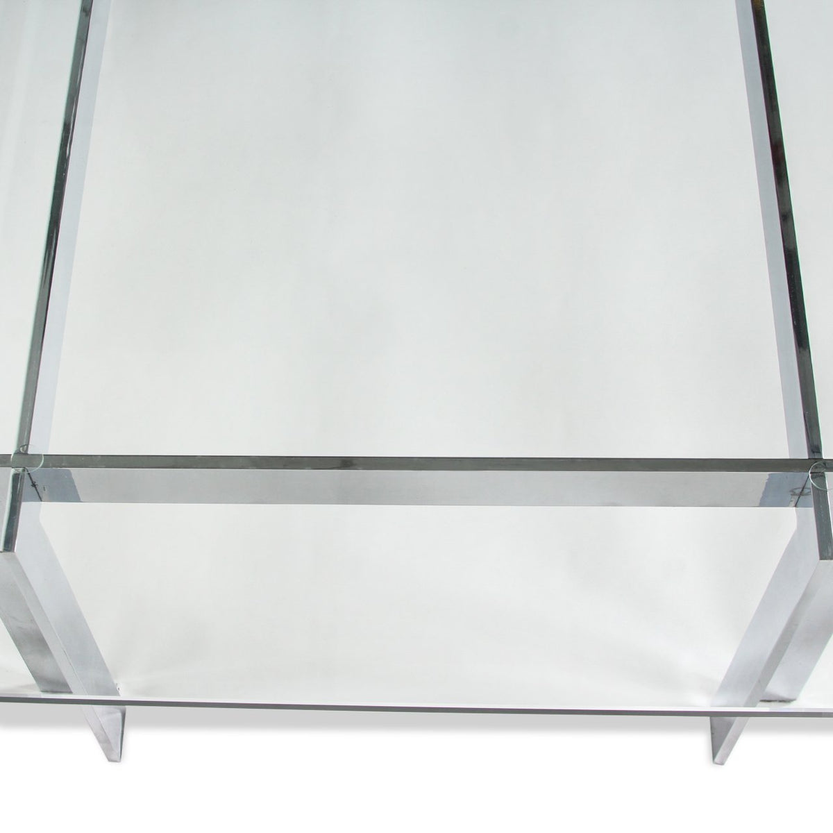 Milo Baughman Style Chrome and Glass Coffee Table