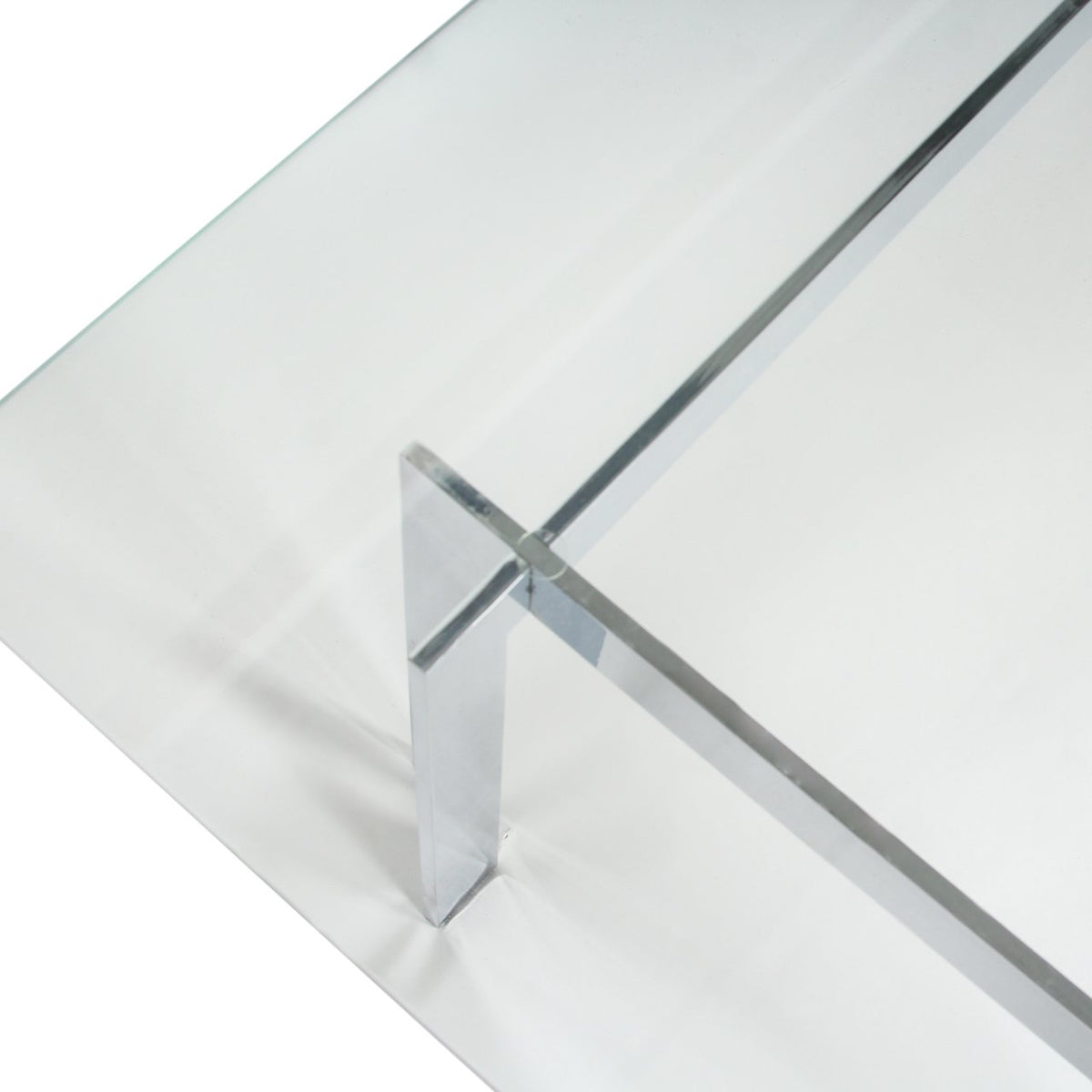 Milo Baughman Style Chrome and Glass Coffee Table