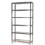 Milo Baughman Style Chrome, Glass and Mirror Etagere