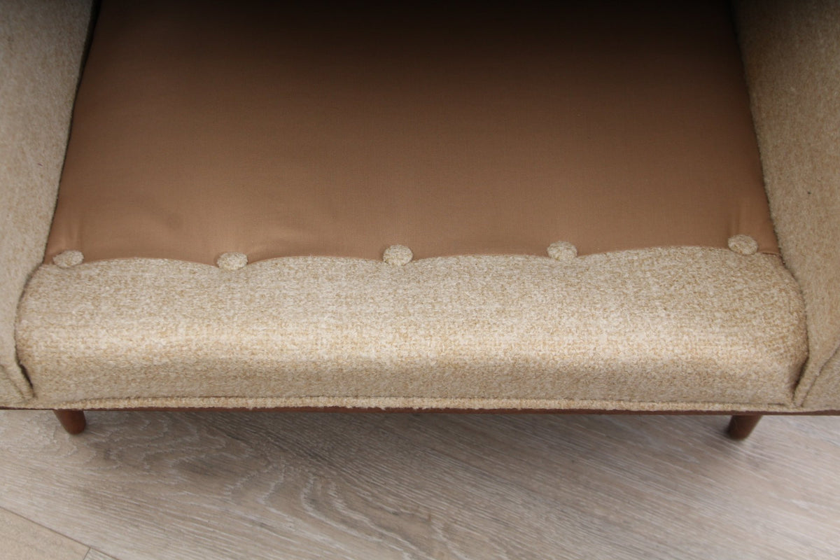 Milo Baughman for James Inc. Lounge Chair with Walnut Frame and Boucle Upholstery