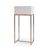Modern Floor Standing Planter with Chrome Base and Ivory Resin Container