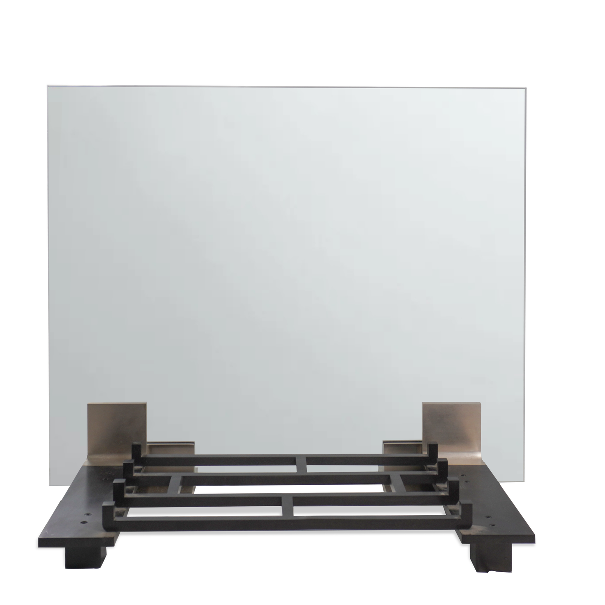 Modern Tempered Glass Fire Screen with Log Rack