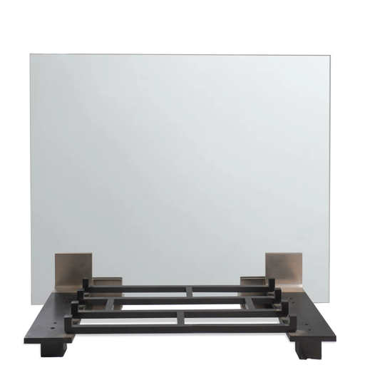 Modern Tempered Glass Fire Screen with Log Rack