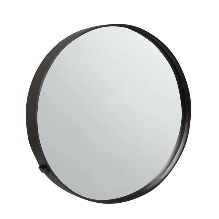 Pair of Modern Round Walnut Mirrors