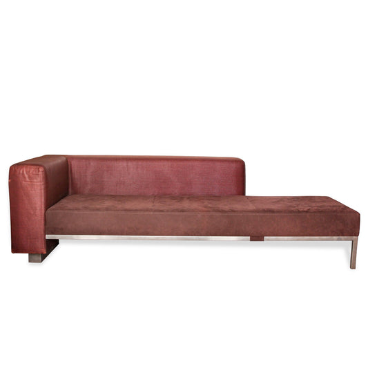 Modern Daybed Sofa with Belgian Linen and Suede Upholstery