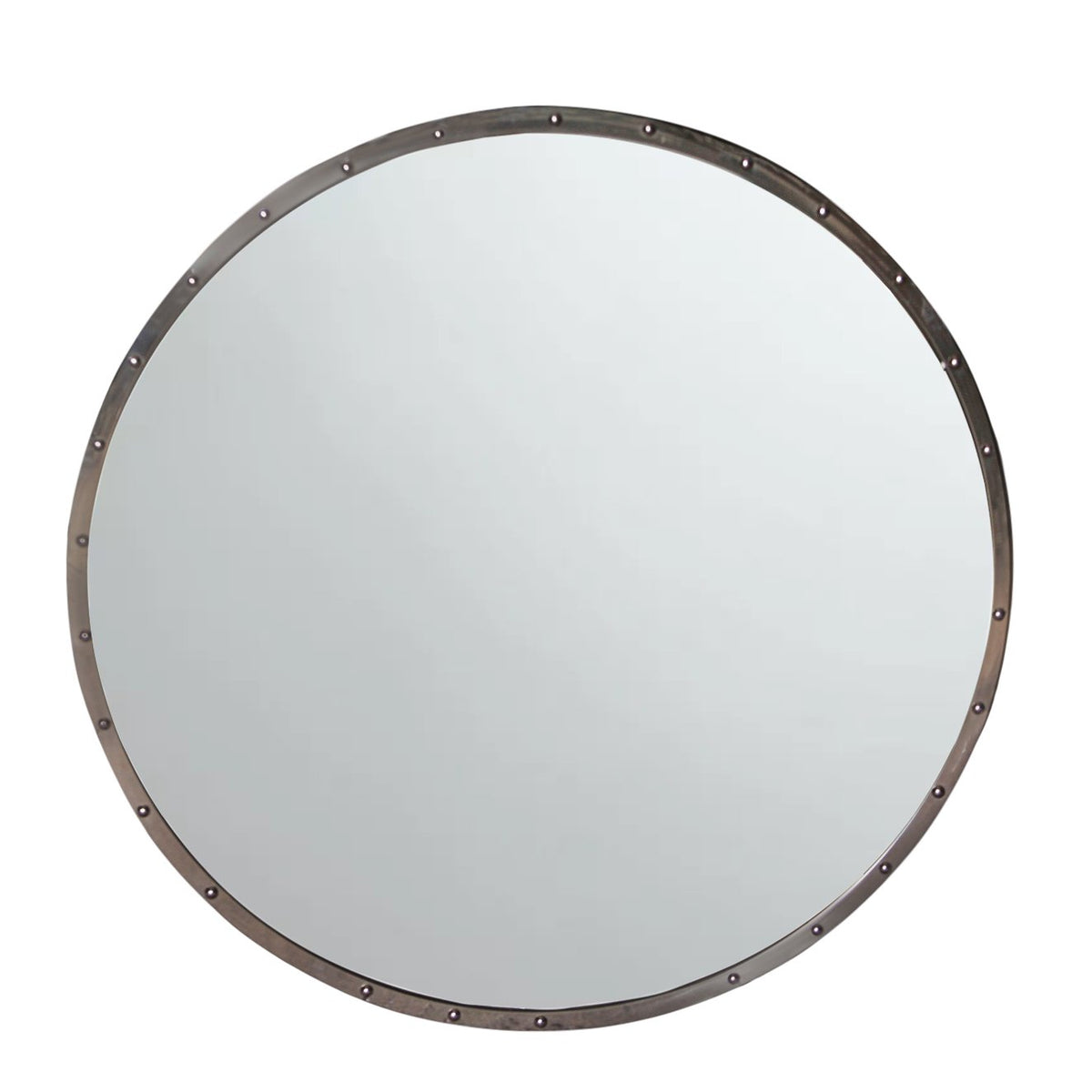 Modern Round Chrome Studded Mirror from Restoration Hardware