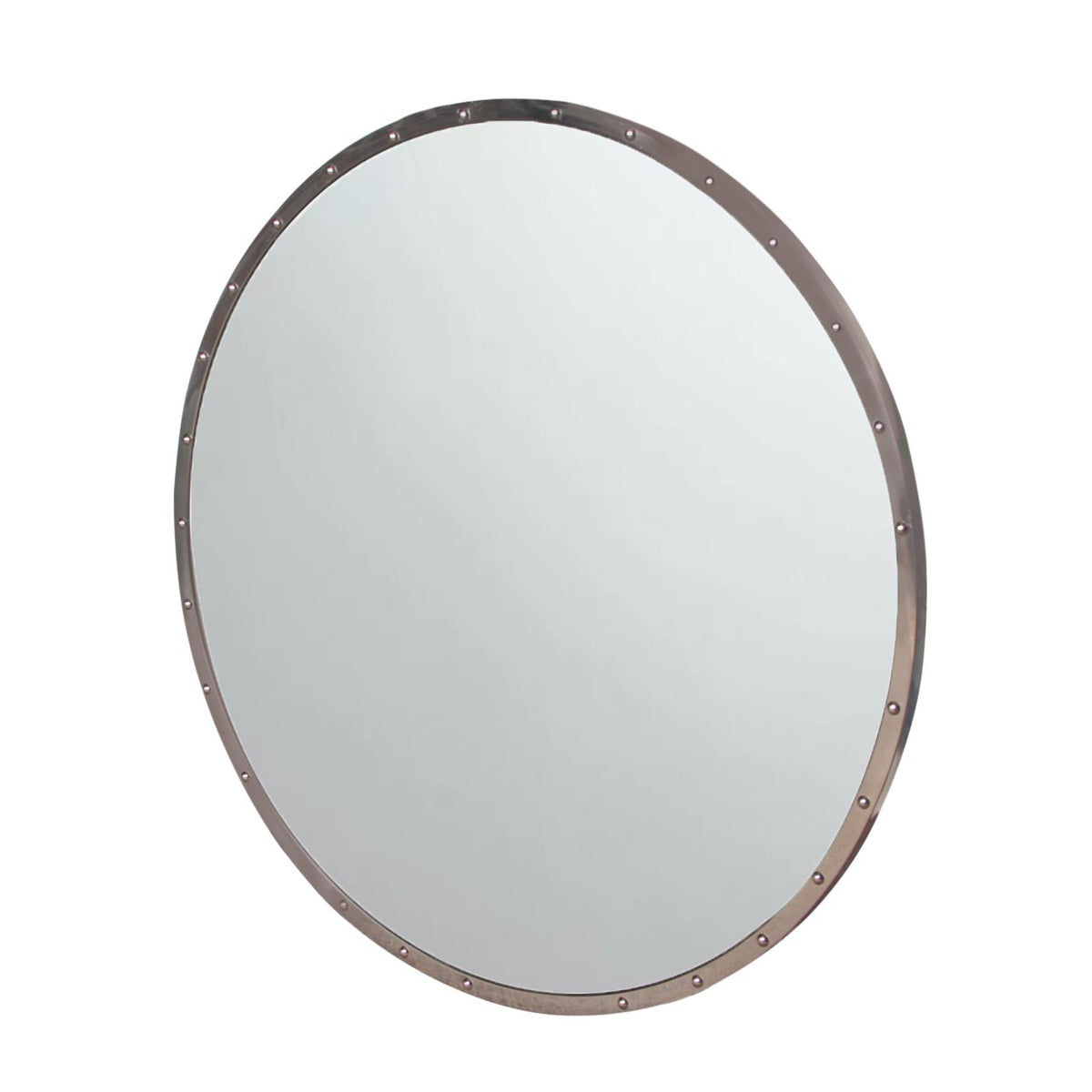Modern Round Chrome Studded Mirror from Restoration Hardware