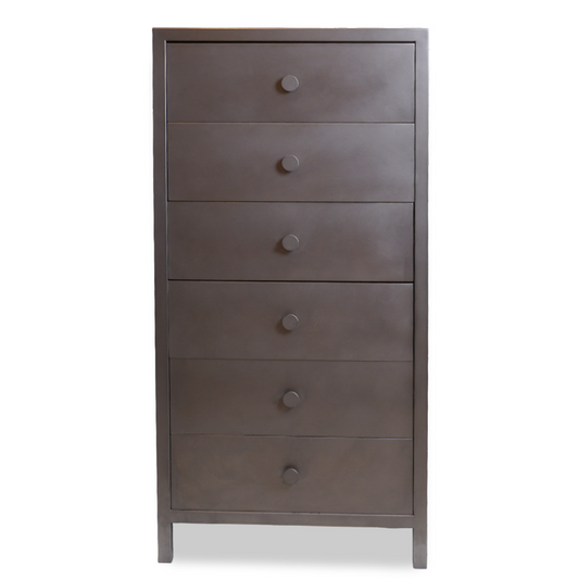 Modern Metal Zinc Wrapped 6 Drawer Dresser