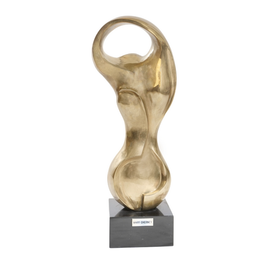 Modernist Abstract Solid Brass Sculpture by Mary Cherney