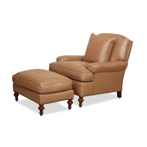 Charles London Leather Armchair and Ottoman