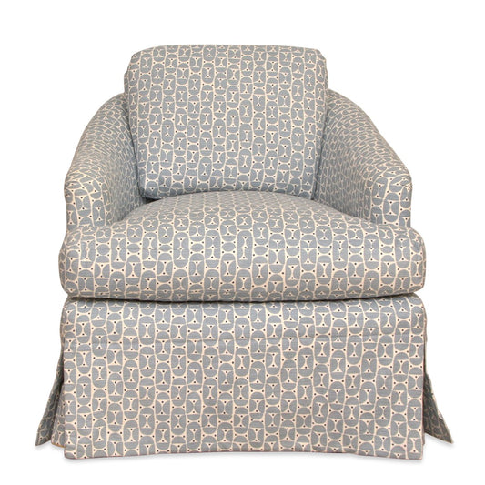 Newly Upholstered with Schumacher #177361 Upholstery Transitional Bucket Chair Blue