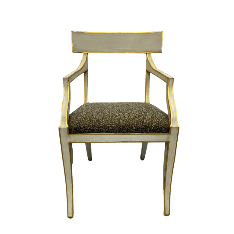 Niermann Weeks Elgin Major Arm Chair with John Boyd Horsehair Upholstery and Gold Leaf Base