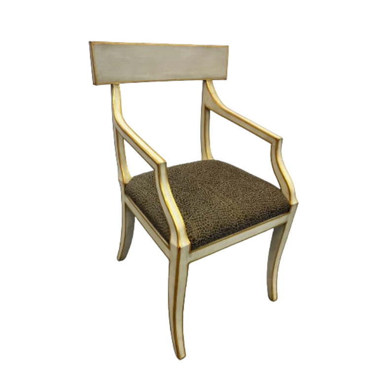 Niermann Weeks Elgin Major Arm Chair with John Boyd Horsehair Upholstery and Gold Leaf Base