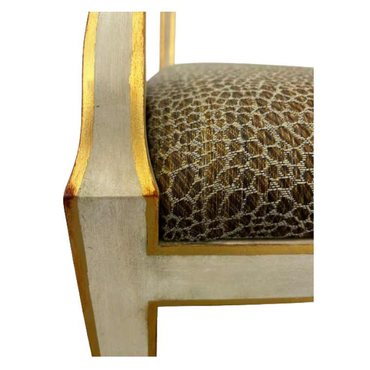 Niermann Weeks Elgin Major Arm Chair with John Boyd Horsehair Upholstery and Gold Leaf Base