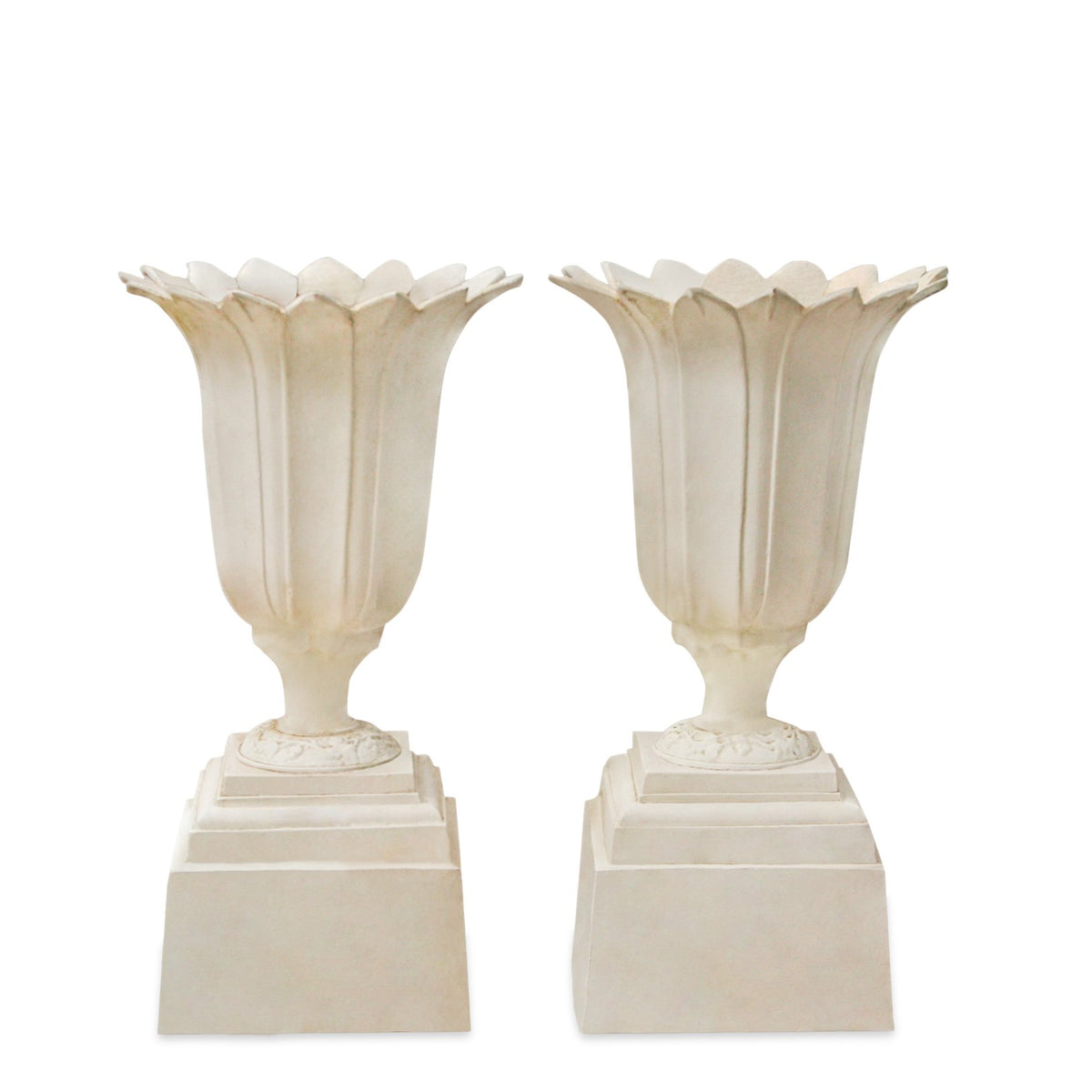 Pair of Vintage Cast Aluminum Outdoor Garden Urn Planters