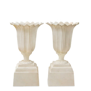 Pair of Vintage Cast Aluminum Outdoor Garden Urn Planters