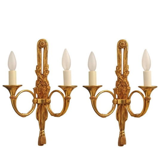 Pair of Luminaire D'Art Lucien Gau Louis XVI Style Bronze Sconces
