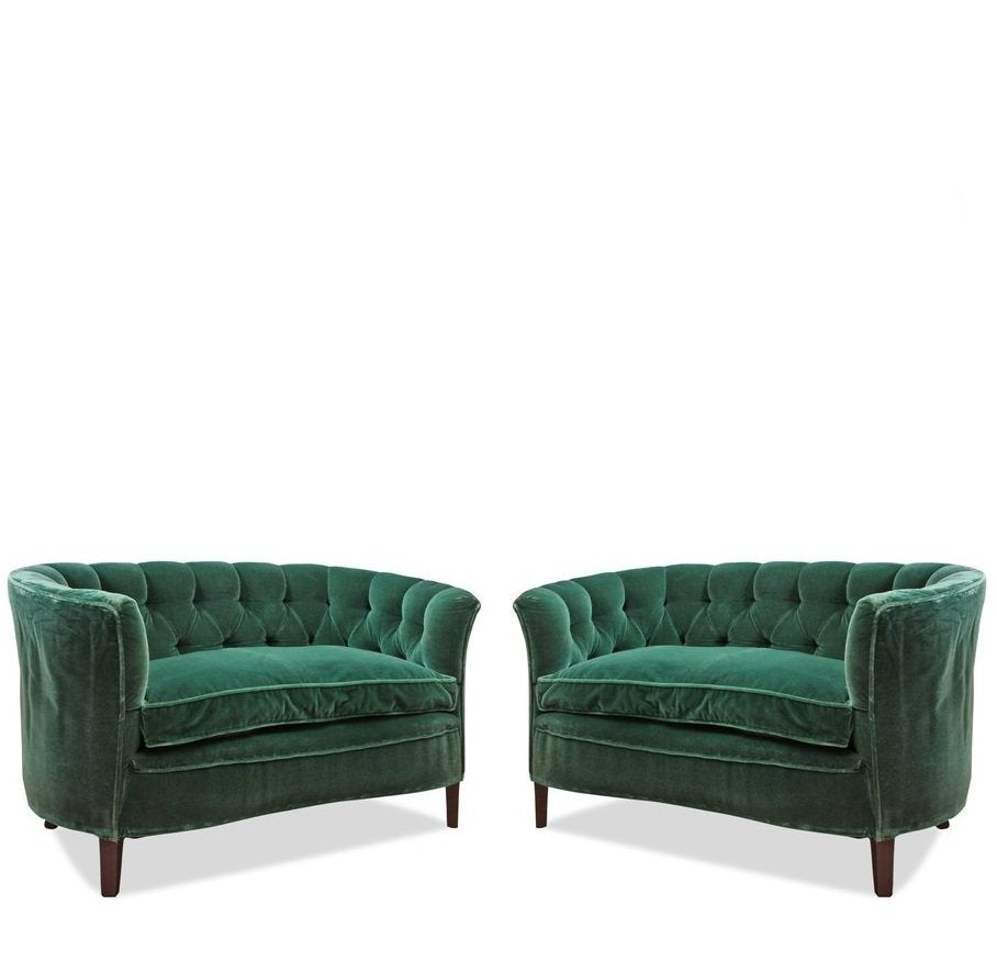 Pair of Vintage James Mont Style Loveseats