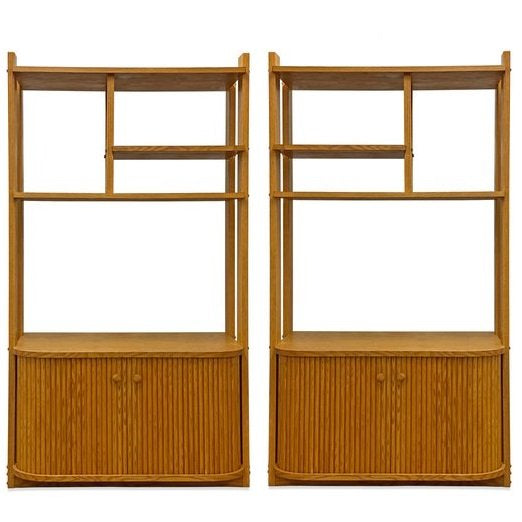 Pair of Vintage Tambour Highboard Shelving Units