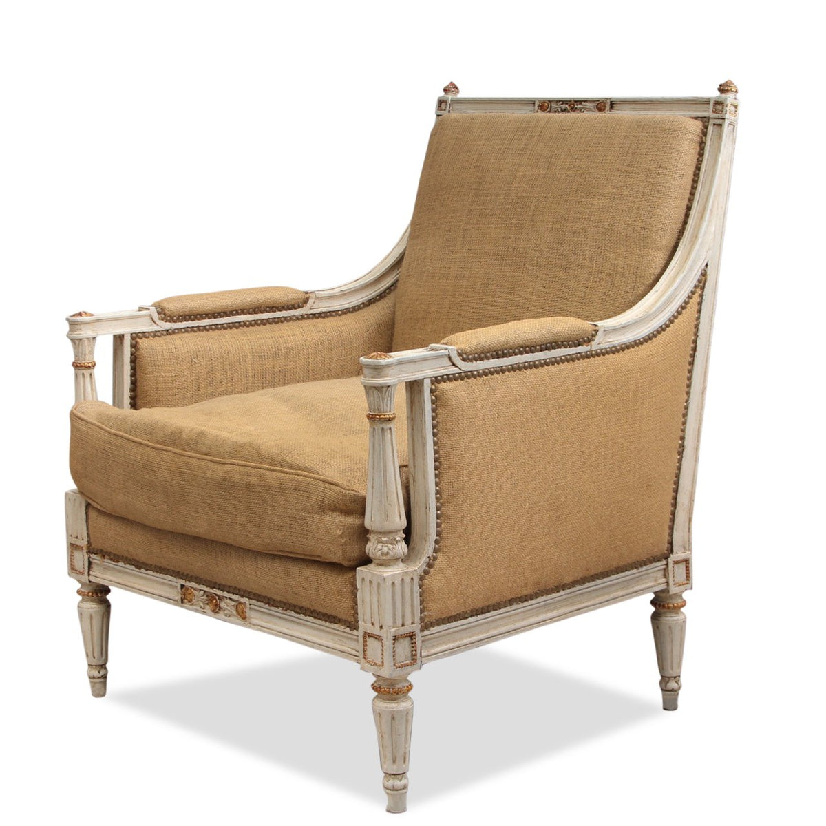 Pair of Antique Louis XVI Gilt Bergere Chairs Circa 1930s