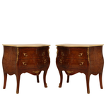 Pair of Antique Louis XV Style Commodes with Marquetry Inlay C1920s