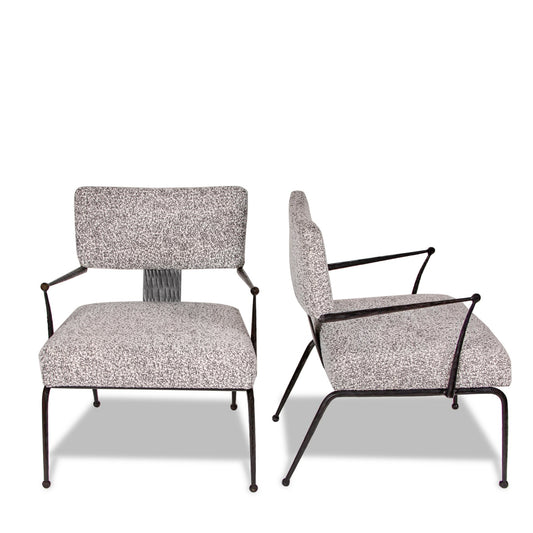 Pair of Arteriors Home Wallace Armchairs with Pitch Texture