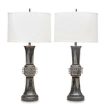 Pair of Asian Antique Bronze Modern Style Table Lamps