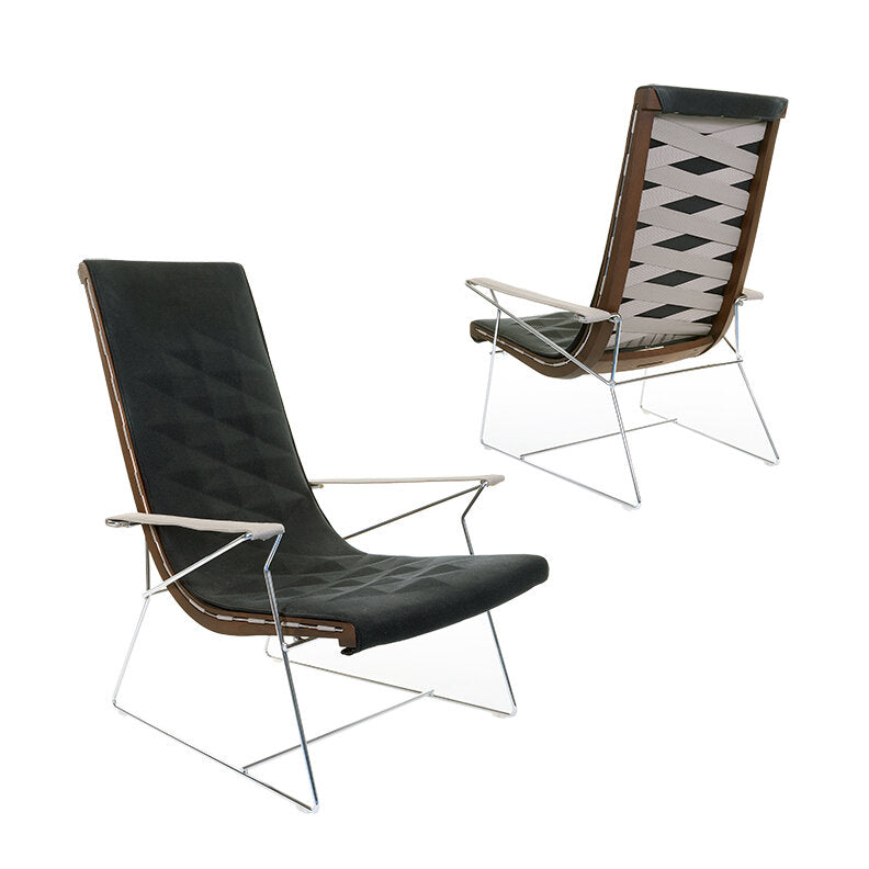 Pair of B&B Italia Charcoal & White J.J. Armchairs by Antonio Citterio