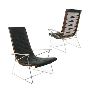 Pair of B&B Italia Charcoal & White J.J. Armchairs by Antonio Citterio