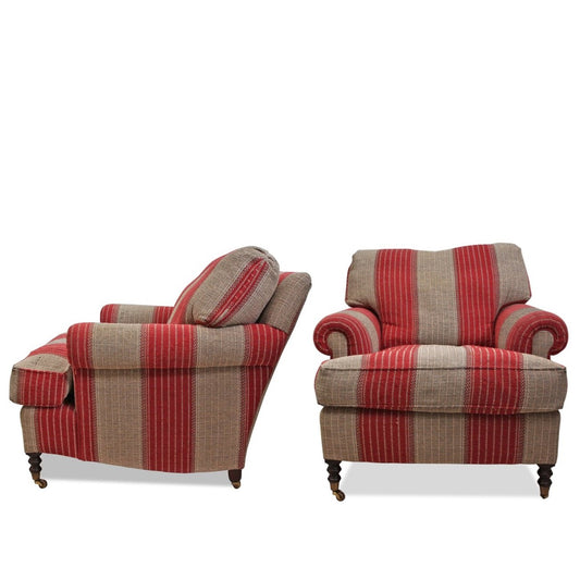 Pair of George Smith Scroll Arm Chairs