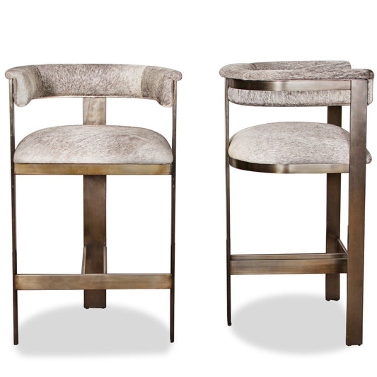 Pair of Interlude Home Darcy Hide Counter Stools