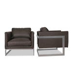 Pair of Milo Baughman Floating Cube Mid Century Modern Leather Lounge Chairs