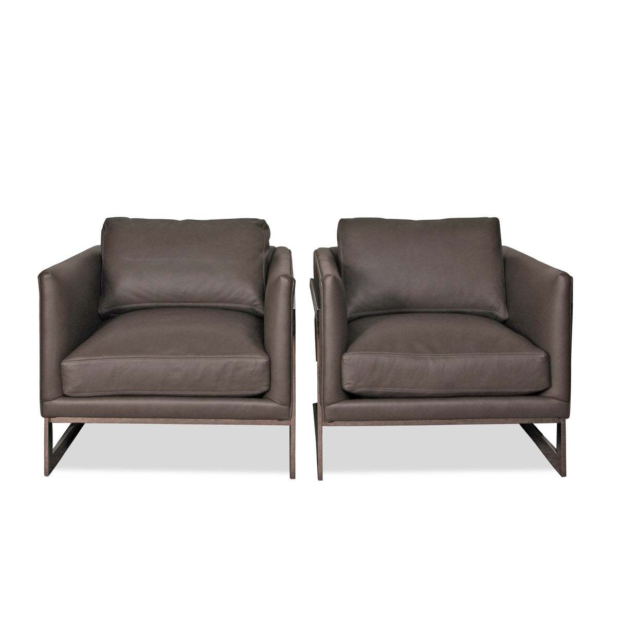 Pair of Milo Baughman Floating Cube Mid Century Modern Leather Lounge Chairs