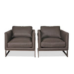 Pair of Milo Baughman Floating Cube Mid Century Modern Leather Lounge Chairs