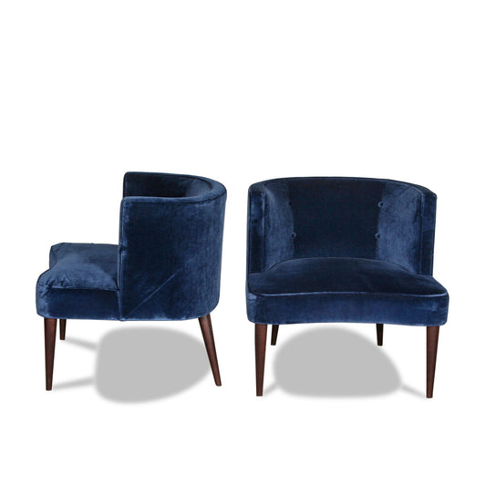 Pair of Modern Chloe Vance Indigo Velvet Chair from R&B