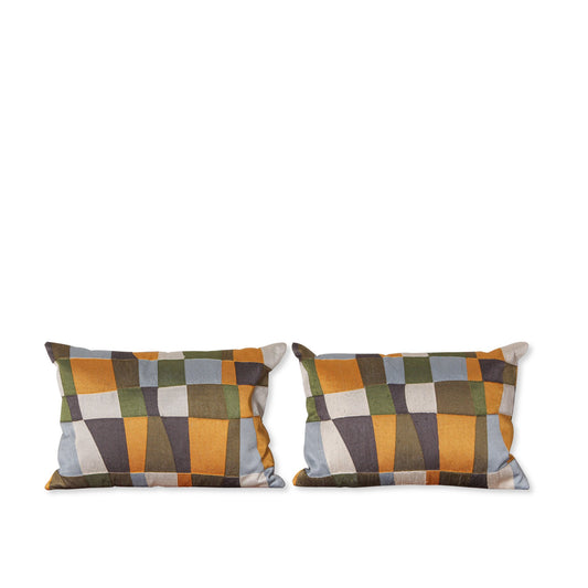 Pair of Patched Lumbar Pillows from R&B