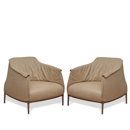 Pair of Poltrona Frau Archibald Armchair Designed by Jean-Marie Massaud
