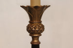 Pair of Vintage Floral Tole Candlestick Buffet Handpainted Lamps
