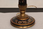 Pair of Vintage Floral Tole Candlestick Buffet Handpainted Lamps