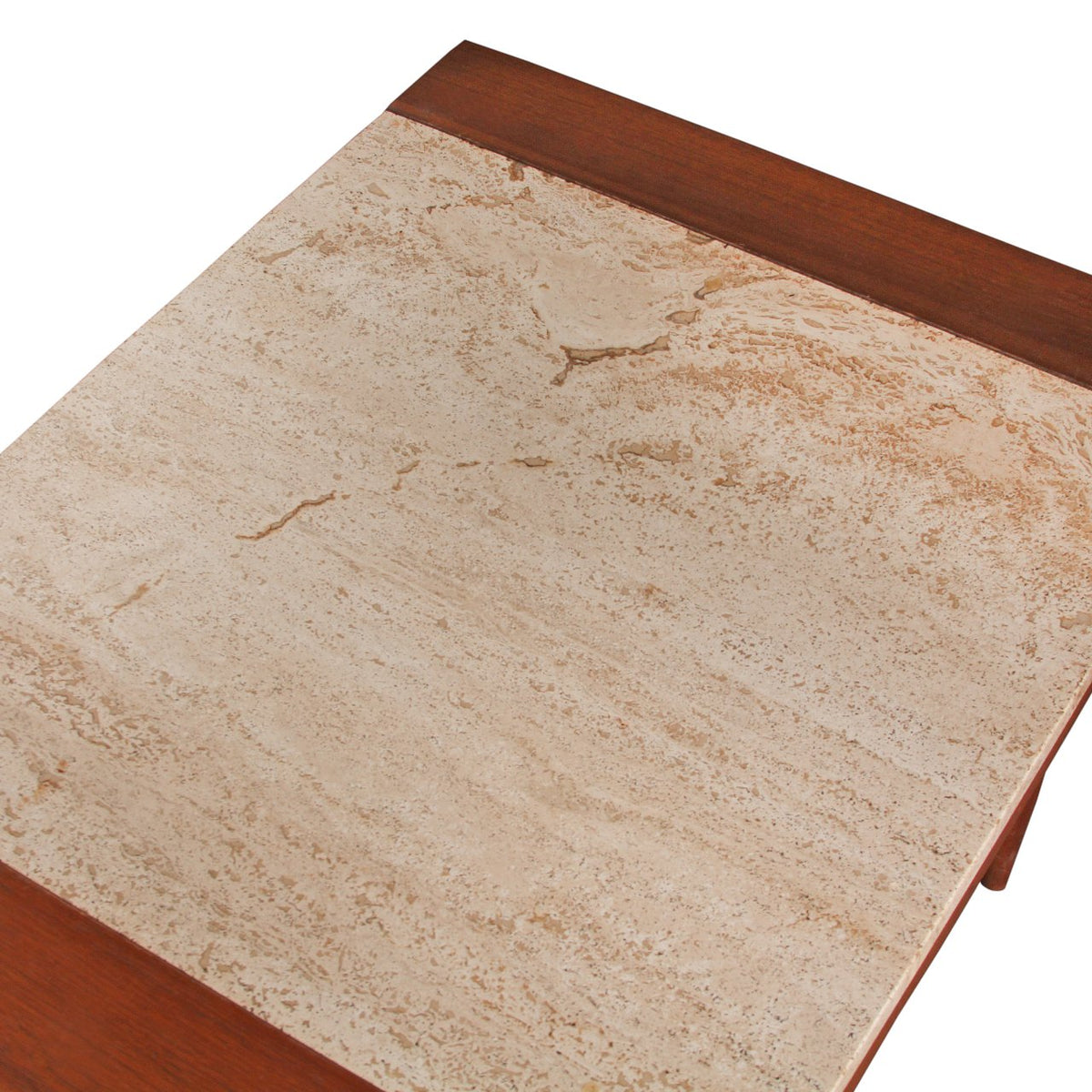 Pair of Vintage Harvey Probber Travertine & Walnut Side Tables