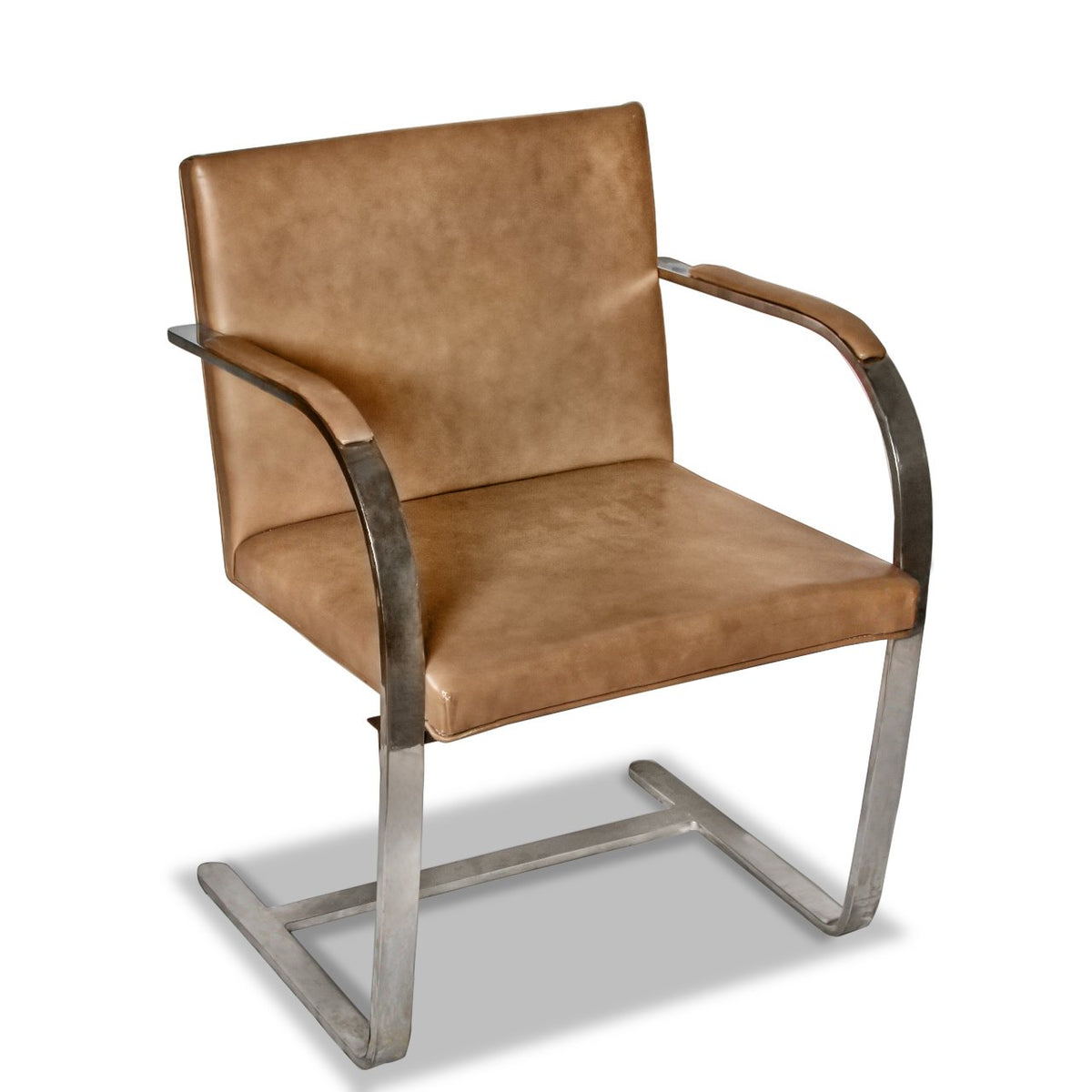 Pair of Vintage Knoll Mies van der Rohe Brno Solid Brass Flat Bar Chairs
